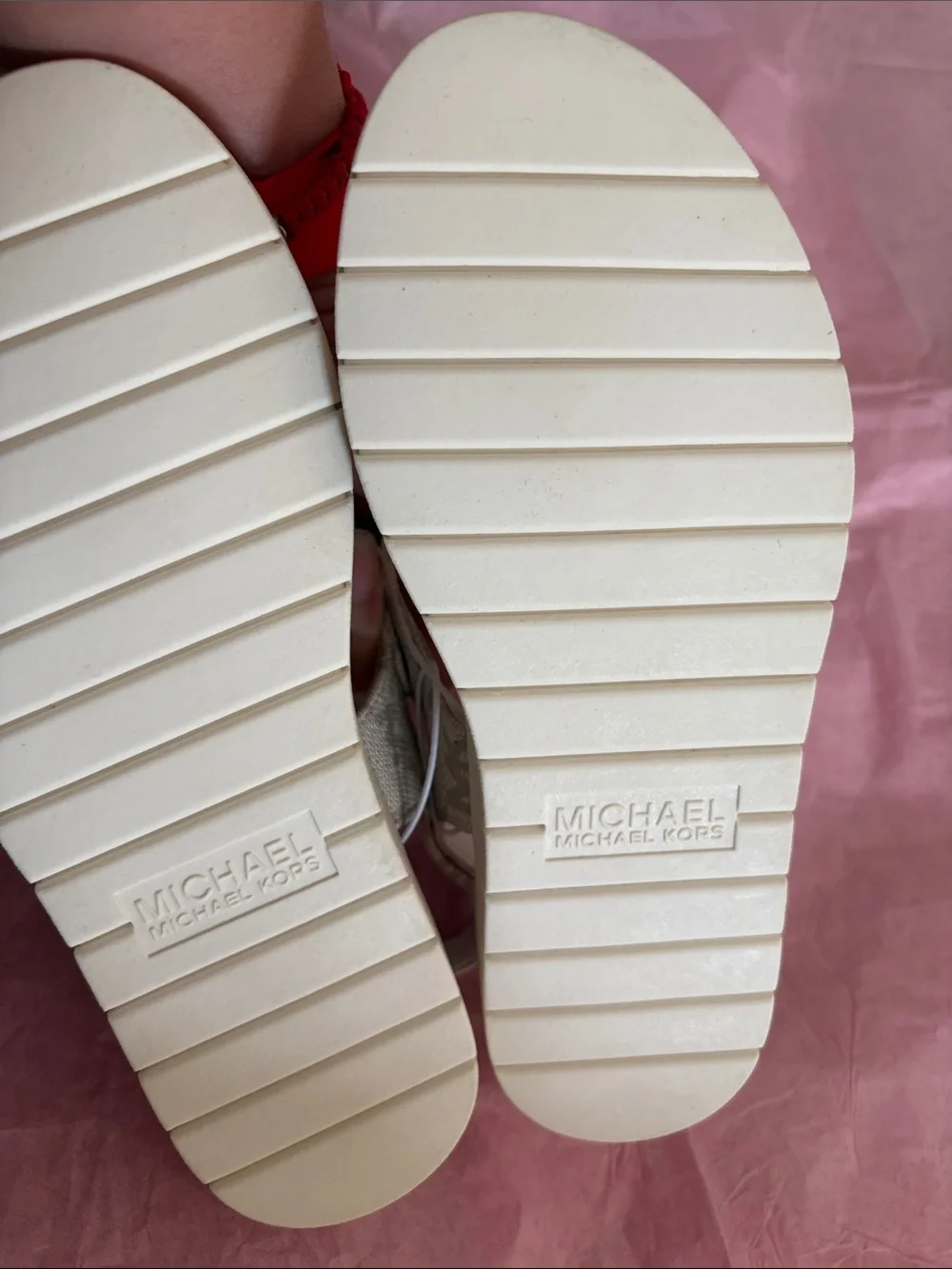 Michael Kors Gold Logo Silver-Tone Thong Sandals